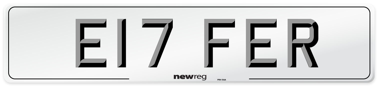E17 FER Number Plate from New Reg
